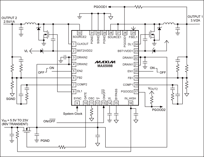 Figure 8. The MAX5098/MAX5099 withstand 80V load-dump and operate to less than 6V cold crank.