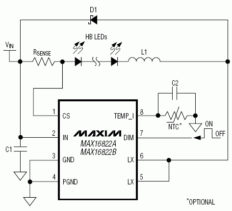 MAX16822A，MAX16822B：典型應(yīng)用電路