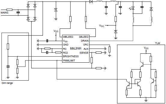 市電接入SSL2101驅(qū)動電路應(yīng)用圖