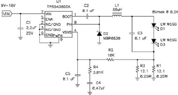 圖5 降壓LED驅動器逐步降低輸入電壓