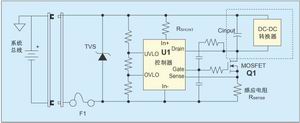 圖1：一個簡單的-48V熱插拔電路。