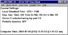 Figure 2. NISTIME 32 main screen.