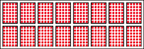 Figure 1. Example of an 8 character by 2 lines matrix display panel using 5x7 matrix characters.