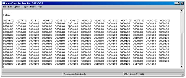 圖6. 如果MAXQ7665配置正確,寄存器映射應(yīng)該以Module 0,Register 0開始。