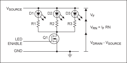 Figure 3. LED biasing with a single resistor per LED.