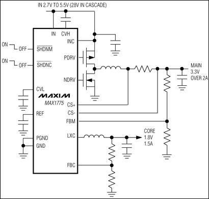 MAX1775：典型工作電路