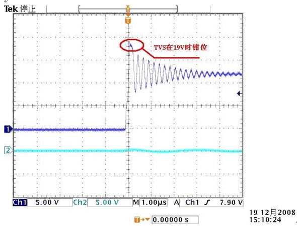 圖A2: 有TVS時輸入端波形。