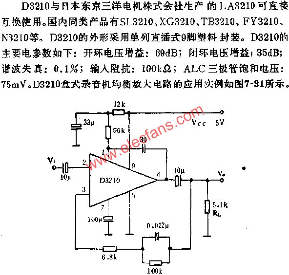 D3210錄音機(jī)均衡放大電路的應(yīng)用  m.xsypw.cn
