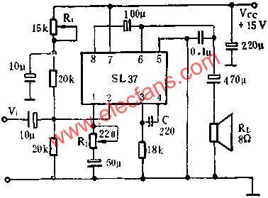 SL37音頻功率放大電路的應用  m.xsypw.cn