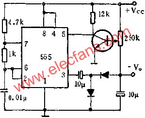 時基集成電路組成無變壓器負DC-DC變換電路圖  m.xsypw.cn