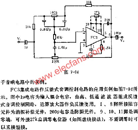 FC3組成反饋式音調控制電路的應用  m.xsypw.cn