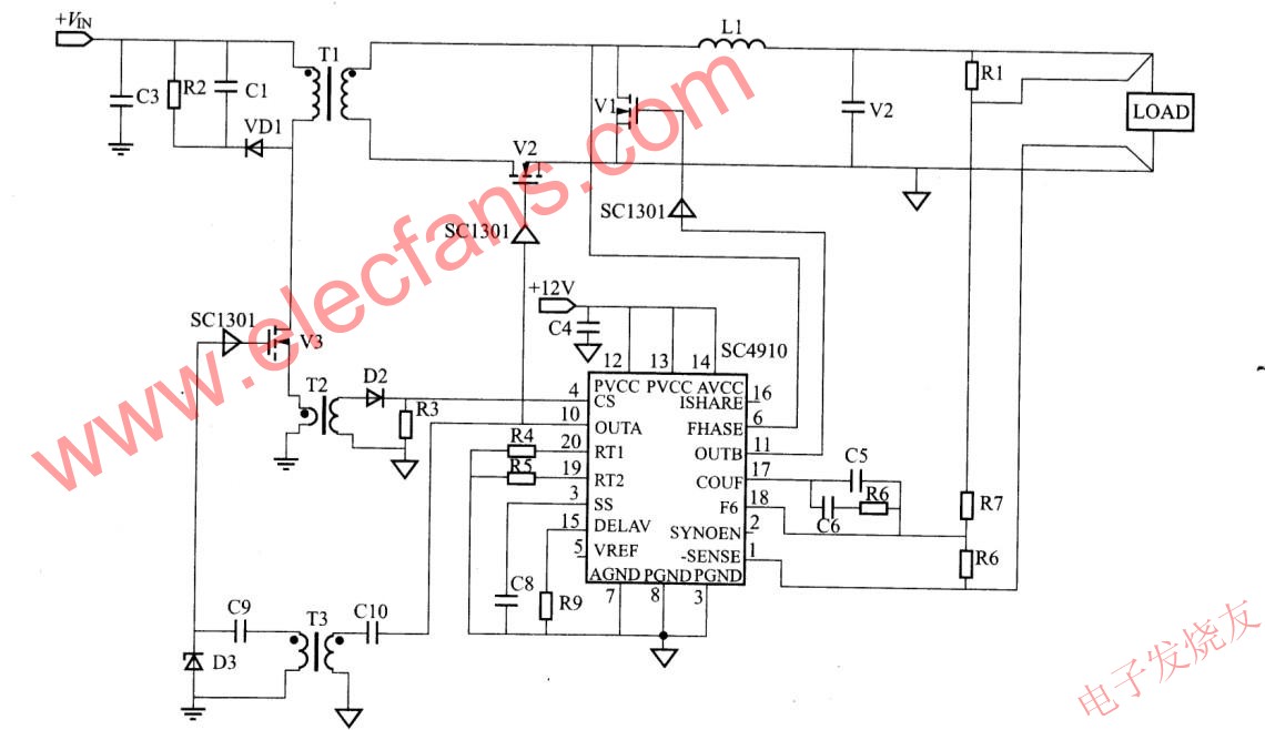 SC4910控制二次側同步整流電路 m.xsypw.cn