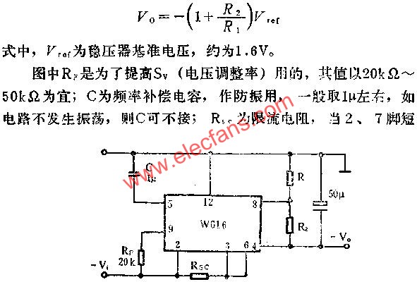 W616負電壓輸出應用線路圖  m.xsypw.cn