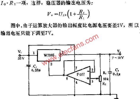 7~30V可調輸出電壓應用線路圖  m.xsypw.cn