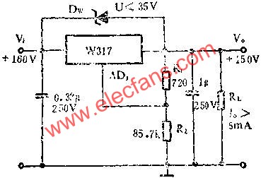 用W317提高輸出電壓應用線路圖  m.xsypw.cn