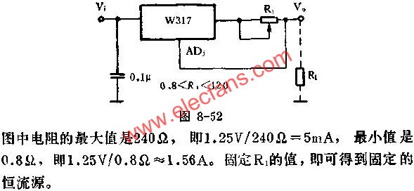 用W317組成的恒流源應用線路圖  m.xsypw.cn