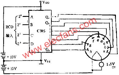 C305用兩組電源驅動20V熒光數碼管線路圖  m.xsypw.cn