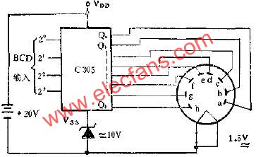 C305用一組電源驅動20V熒光數碼管線路圖  m.xsypw.cn