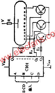 用C301驅(qū)動輝光數(shù)碼管顯示器的線路圖  m.xsypw.cn