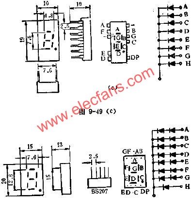 LED數碼管的管腳外引線排列電路圖  m.xsypw.cn