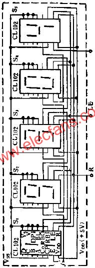 CL102進制計數顯示器組成的五位數碼顯示器線圖  m.xsypw.cn