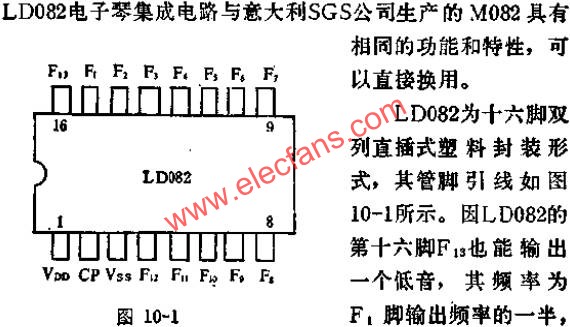 LD082組成電子鋼琴的管腳引線電路圖  m.xsypw.cn