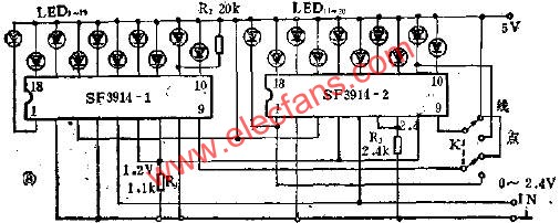 20位LED指示器的應用電路圖  m.xsypw.cn