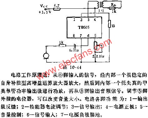 TB505助聽器電路的應用電路圖  m.xsypw.cn