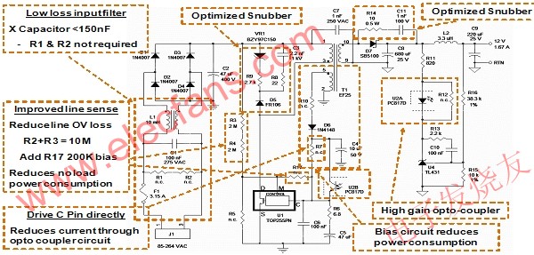 用Power Integrations的TOPSwitch-HX優化過的開關電源 m.xsypw.cn