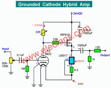 膽石混合耳機放大器電路圖  m.xsypw.cn