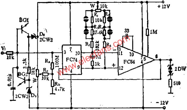 FC74與FC54運(yùn)放組成的電壓跟隨器電路圖