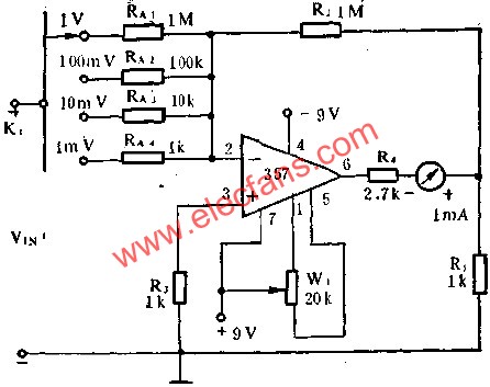 DC毫伏表電路圖  m.xsypw.cn