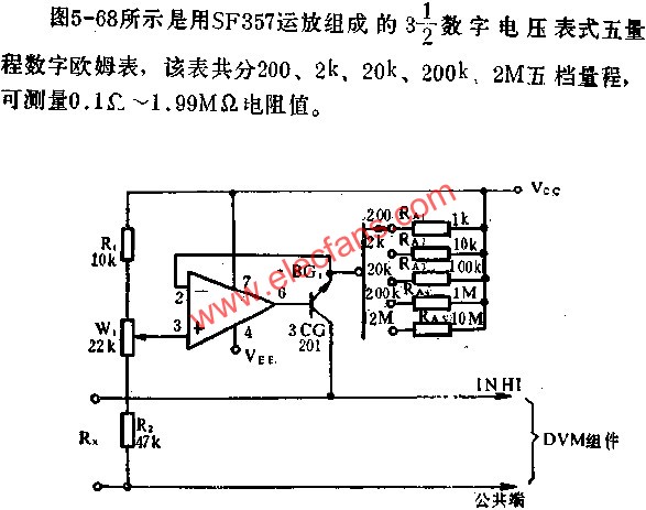 DVM五量程歐姆表電路圖  m.xsypw.cn