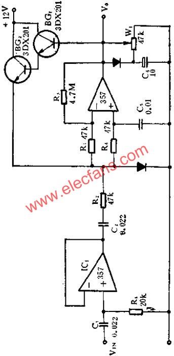SF357運放組成的AGC放大器電路圖  m.xsypw.cn