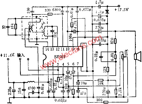 SF583伴音電路的應用電路圖  m.xsypw.cn