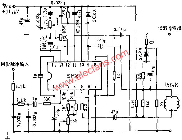 SF581場掃描電路的應用電路圖  m.xsypw.cn