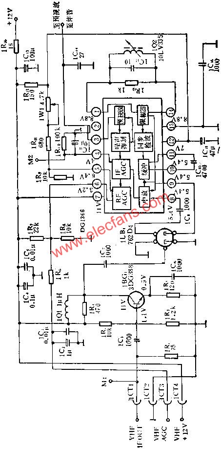 DC1366圖象中放集成電路的應用電路圖  m.xsypw.cn