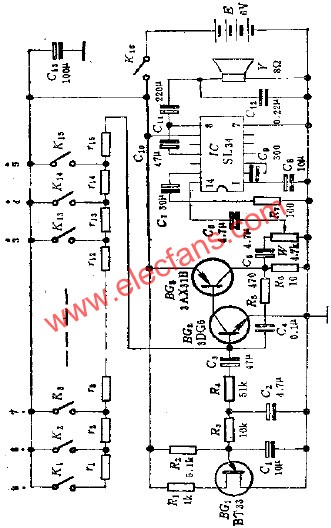 簡易玩具電子琴電路  m.xsypw.cn