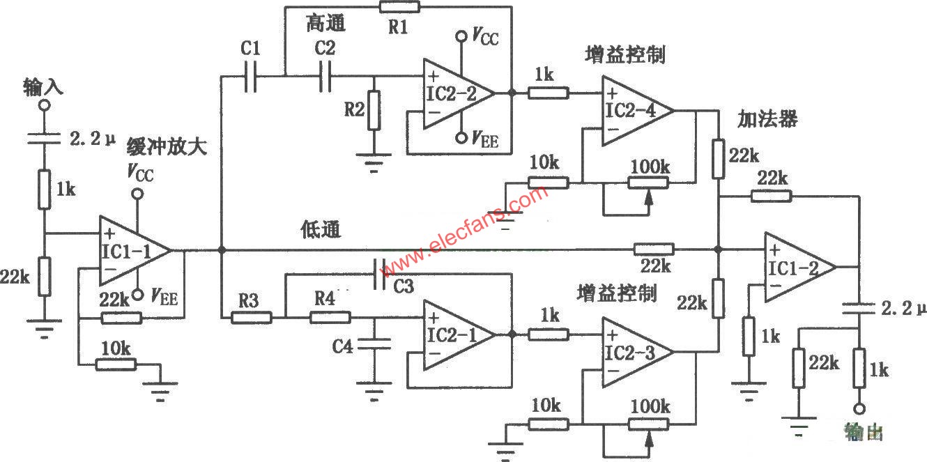 運放型BBE處理器電路圖  m.xsypw.cn