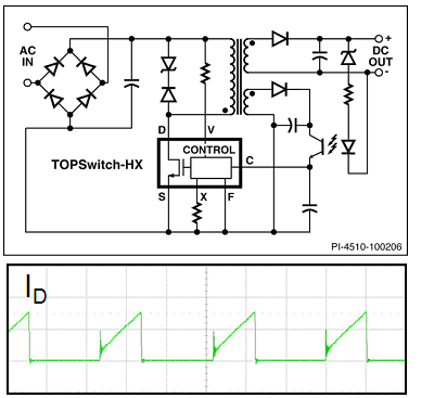 圖5:使用TOPSwitch-HX的標準反激式電路。（電子系統設計）