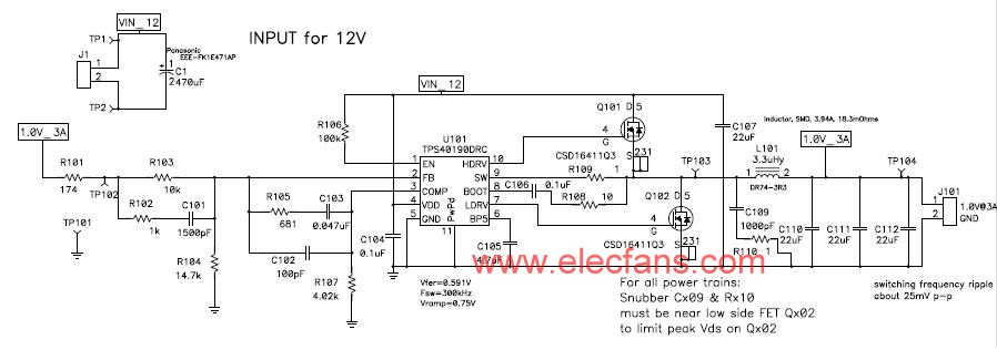 TPS40190DRC應用電路 m.xsypw.cn
