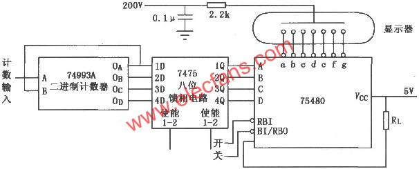 用SN75480驅動16進制的氣體放電顯示器接線圖  m.xsypw.cn