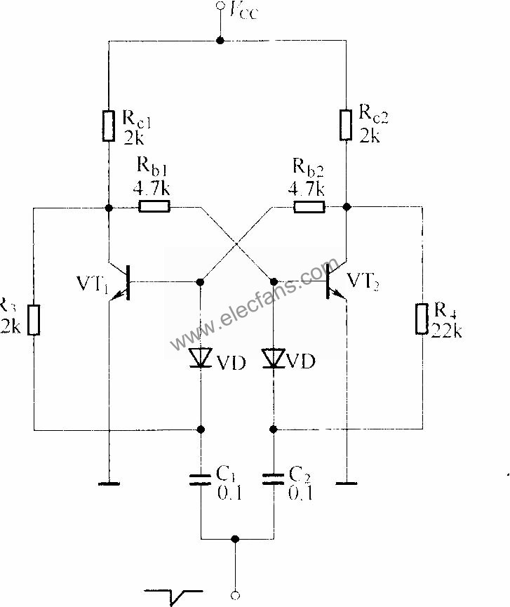 晶體管雙穩(wěn)態(tài)觸發(fā)電路圖  m.xsypw.cn