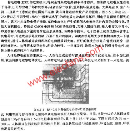 RS-232因靜電放電而損壞后的顯微照片  m.xsypw.cn