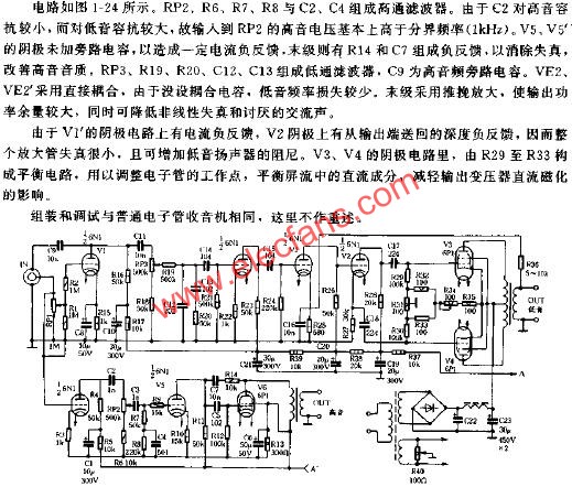 寬頻帶電子管擴音機電路原理圖  m.xsypw.cn