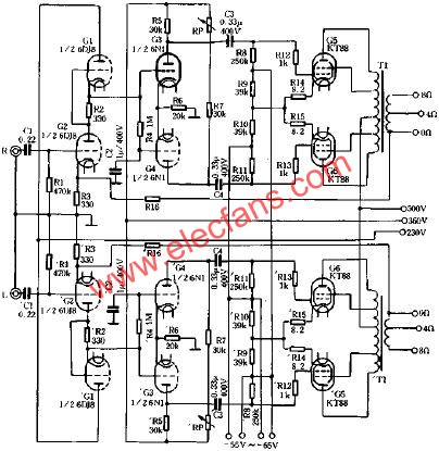 一款HI-FI電子管功率放大器電路原理圖  m.xsypw.cn
