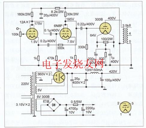 300B單端A類合并式功放電路圖 m.xsypw.cn