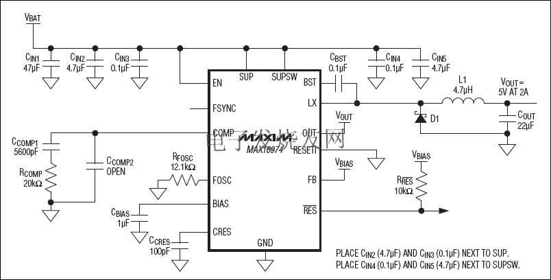 MAX16974 具有集成高邊開關降壓轉換器 m.xsypw.cn