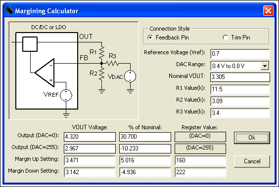 圖5. 3.3V電源的裕量調(diào)整計(jì)算器