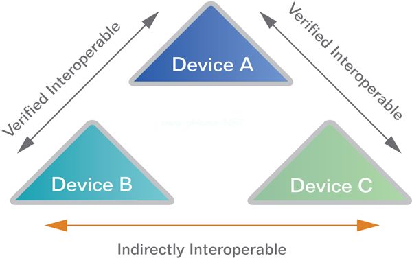 圖1：設備之間的間接互操作性。
